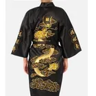 Черный мужской халат в китайском стиле, шелковая ночная рубашка с рисунком дракона, Свадебный халат для жениха с вышивкой, домашняя одежда