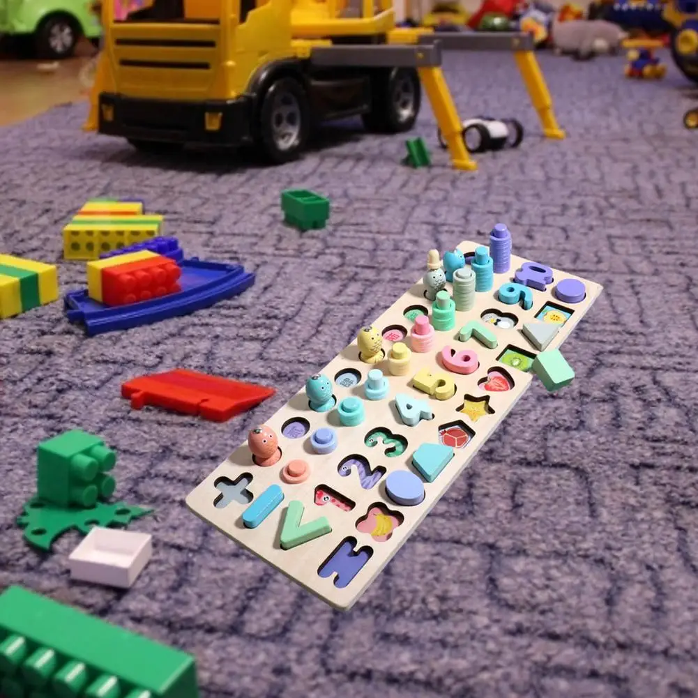 

Montessori Wooden Puzzle Fishing Toy Math Matching Board Game Toy Number Alphabet Educational Building Blocks Toy For Children