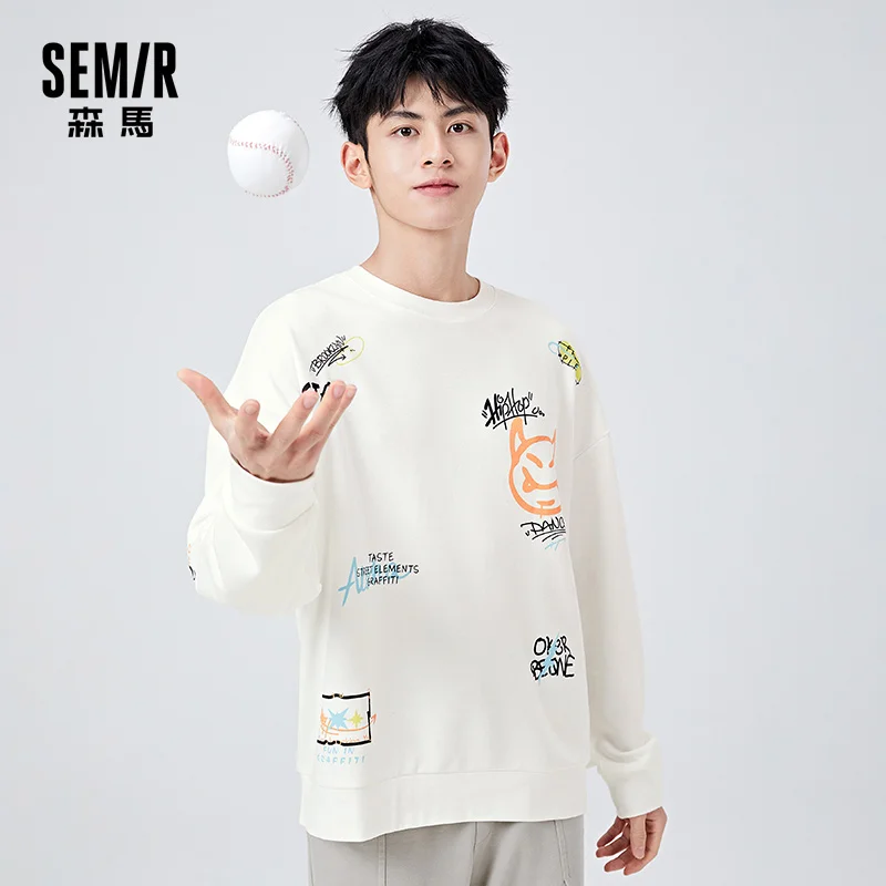 

Свитшот SEMIR мужской с круглым вырезом, модное худи свободного покроя с принтом дьявола, с длинными рукавами, весна 2021