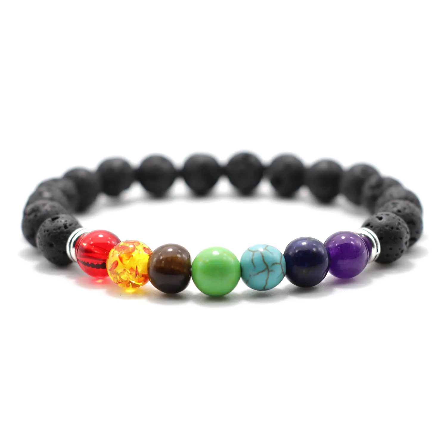 Природный Камень Чакра Исцеление баланса бусины Йога Радуга браслет для женщин