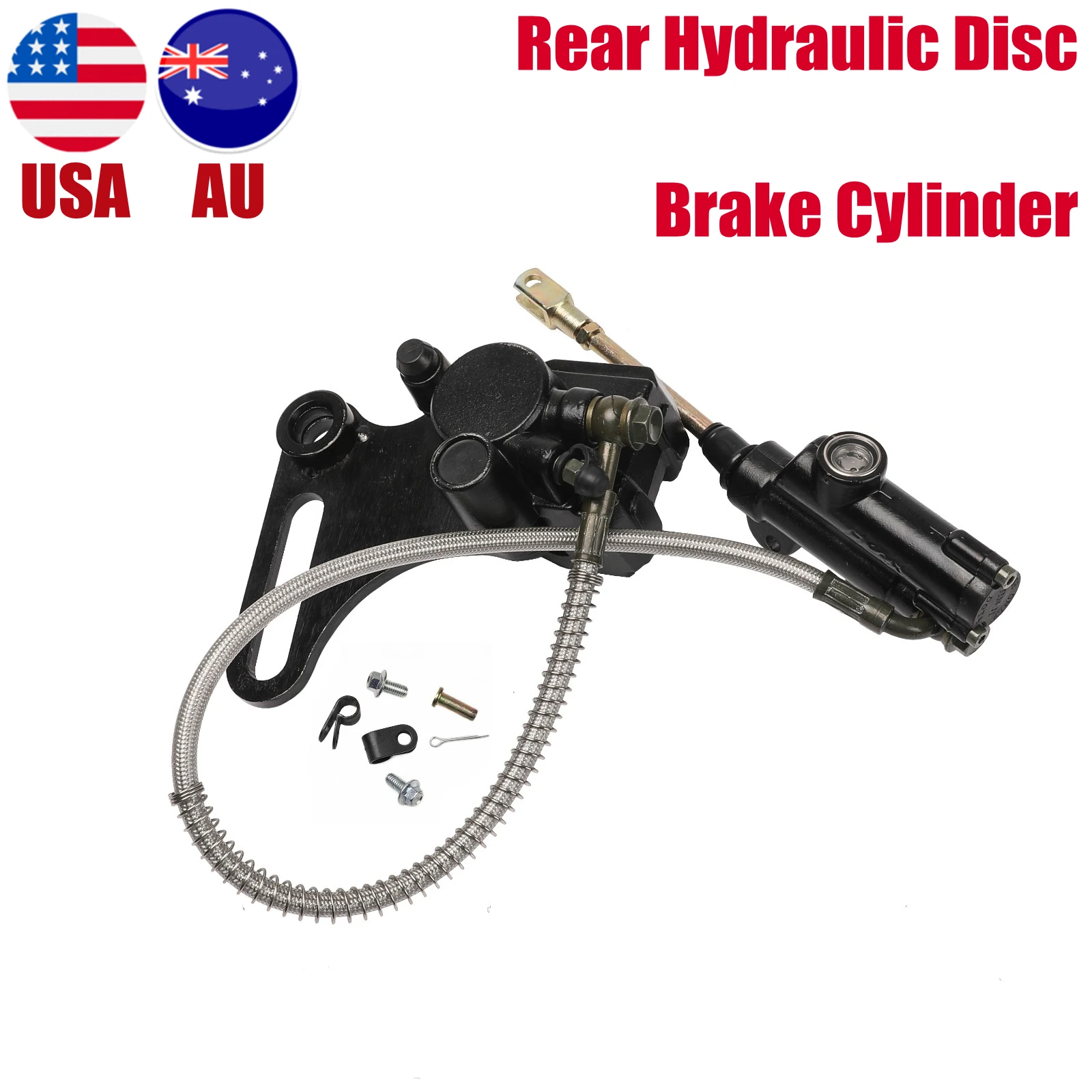 

TDPRO 18.9" Motorcycle Rear Hydraulic Disc Brake Caliper Master Cylinder Assembly For 90 110 125cc 150cc Atomik Pit Dirt Bike