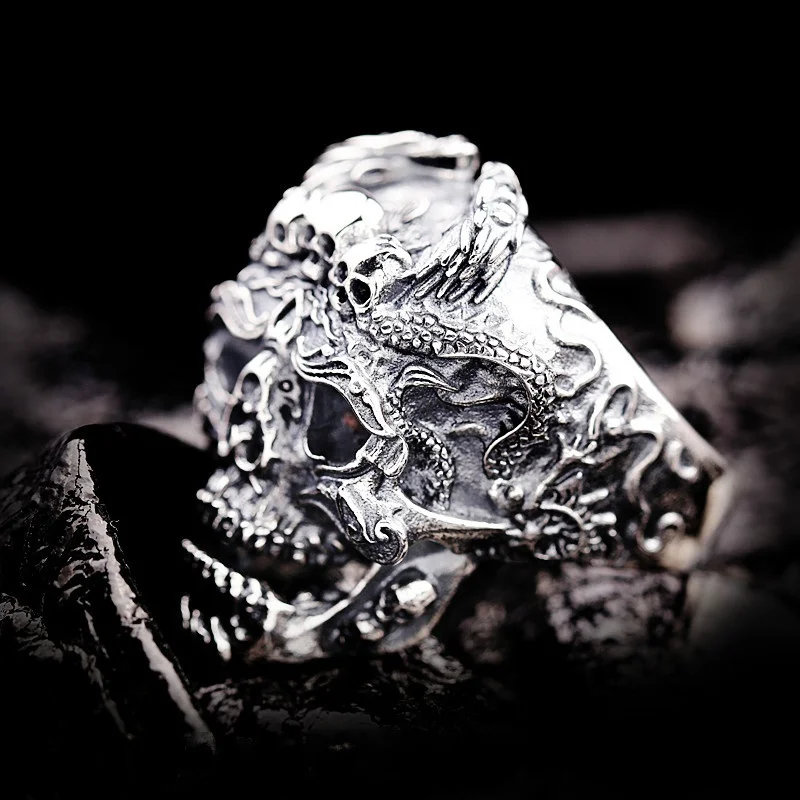 Кольца с черепом дракона для мотоцикла вечерние кольца в стиле панк на палец