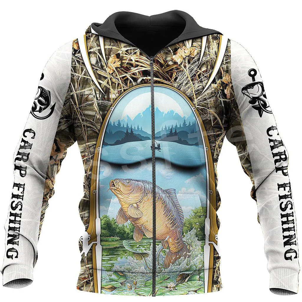 

Tessffel Animal Bass Walleye Fishing Art Hunting Camo Fisher Pullover Streetwear Zippr Hoodies 3DPrint Casual Funny Men/Women 10