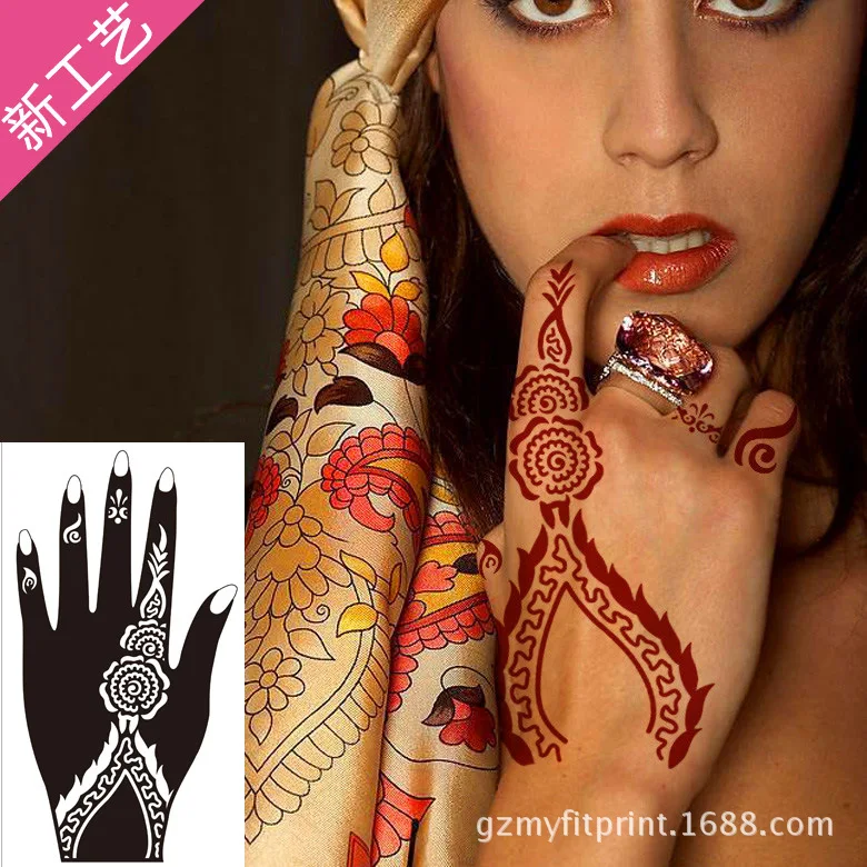 

India Haina Tattoo Template Semi Permanent Tattoo Hand Painted Template Juice Paste Waterproof Mandala Flash Body Art Arm Fake