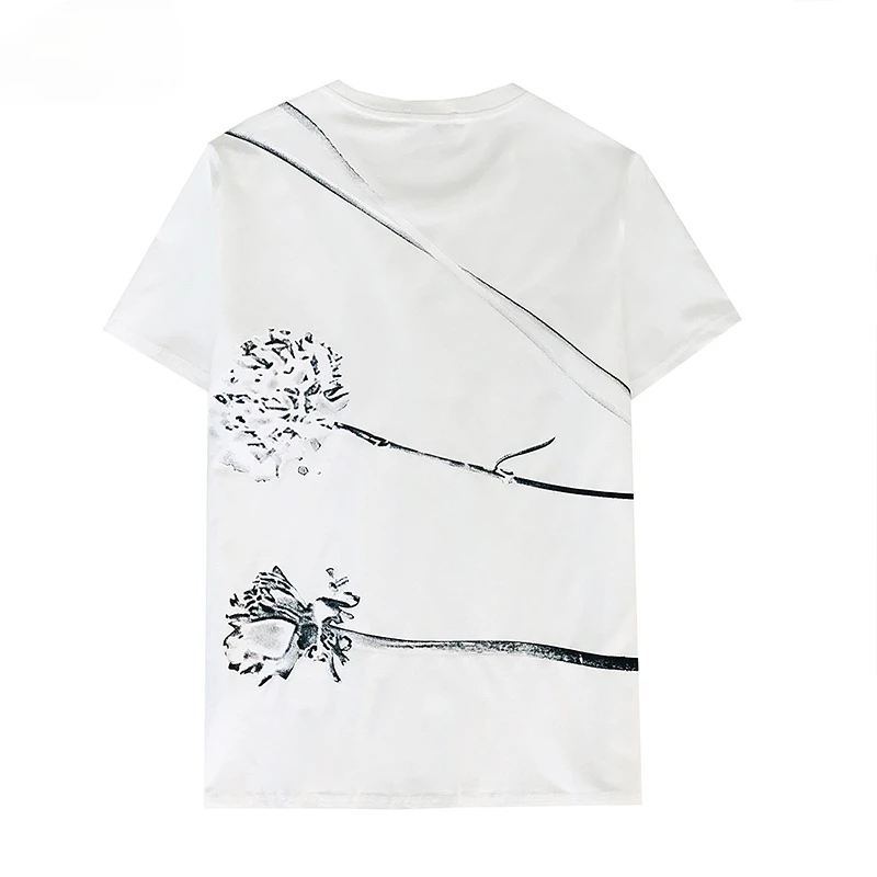 

Fashion New 2021 Style High Street Wind Comfortable T-shirt Leisure Mercerized Cotton Black and White 3 D Printing Cool