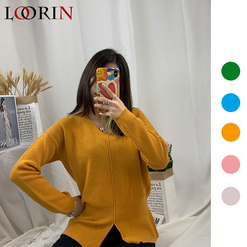 Lorin распродажа 2020 осень зима v-образный вырез Повседневная Мягкая Мода Тонкий Femme