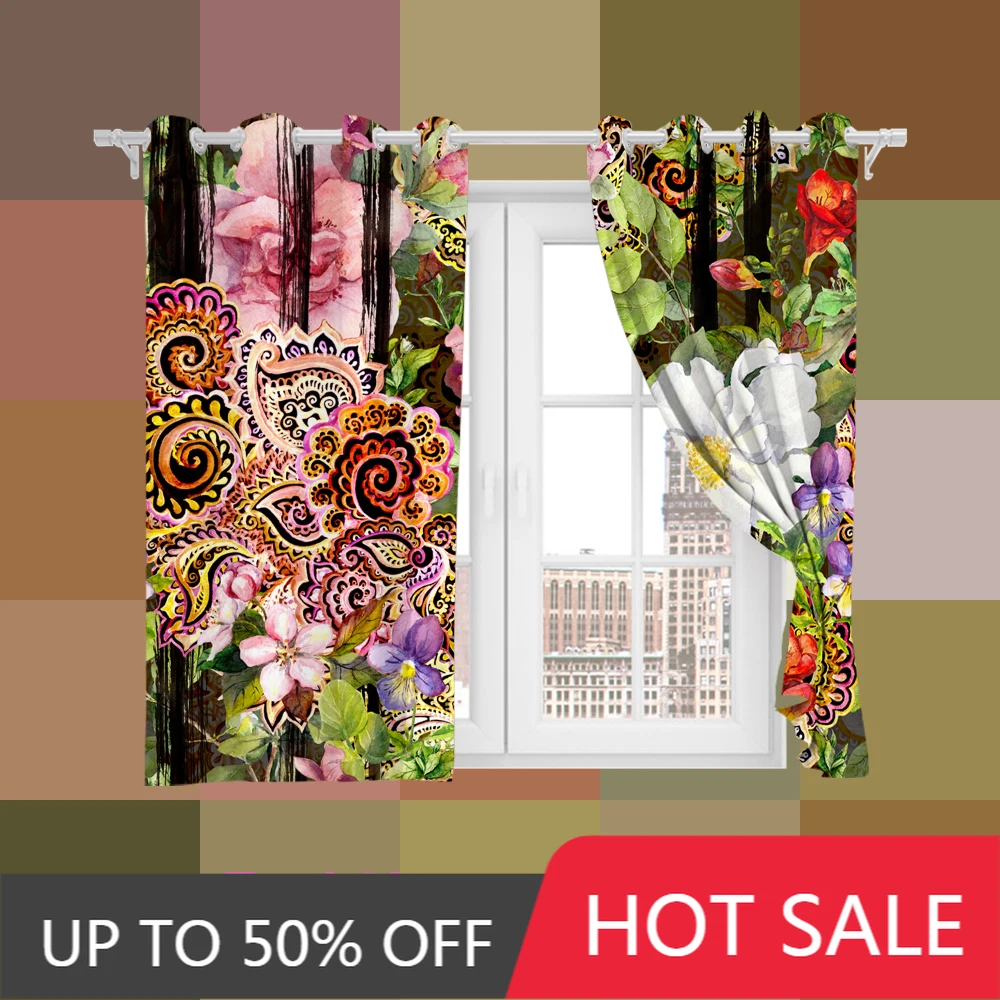 

Full Shade Sunscreen Customized Kitchen Flower Bedroom Living Room Princess Bay Window Punch Hook Blackout Curtain New Arrival