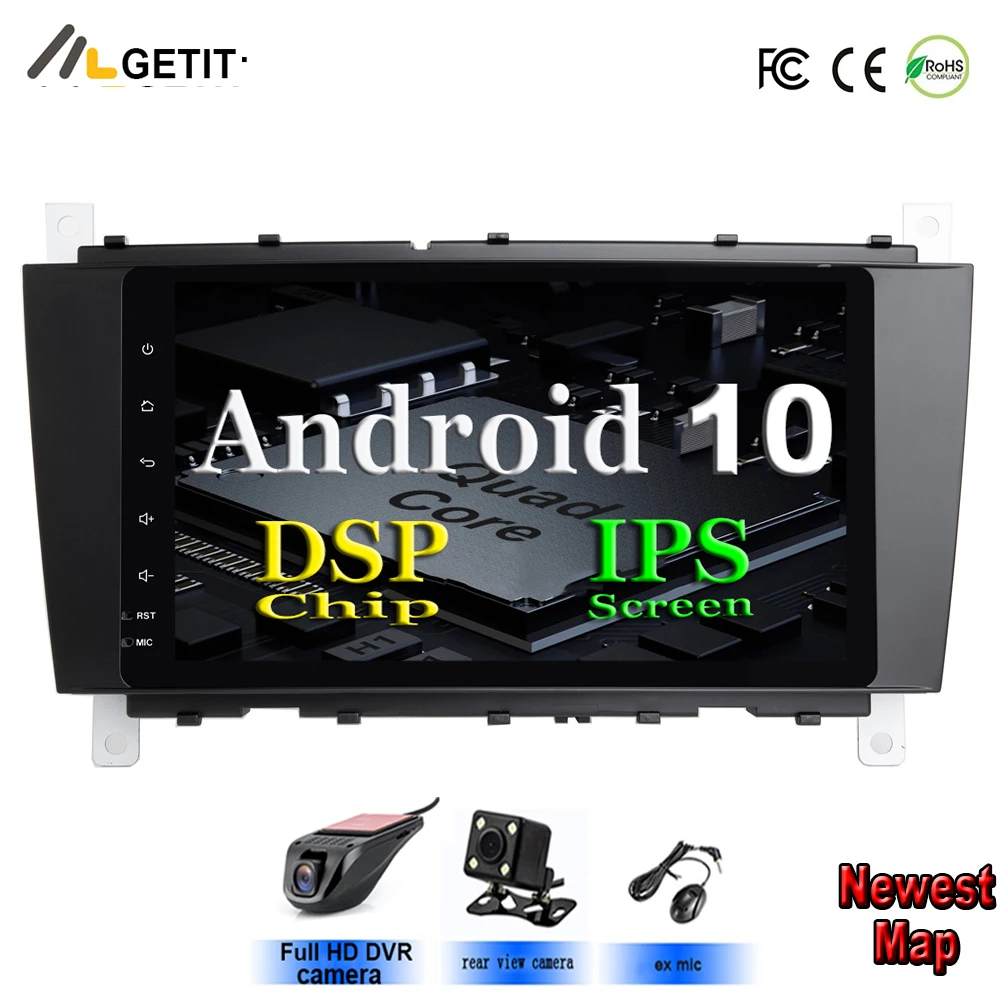8 ''Android 10 2 DIN автомобильный DVD GPS для Mercedes/Benz W203 W209 W219 A Class A160 C C180 C200 CLK200 Радио