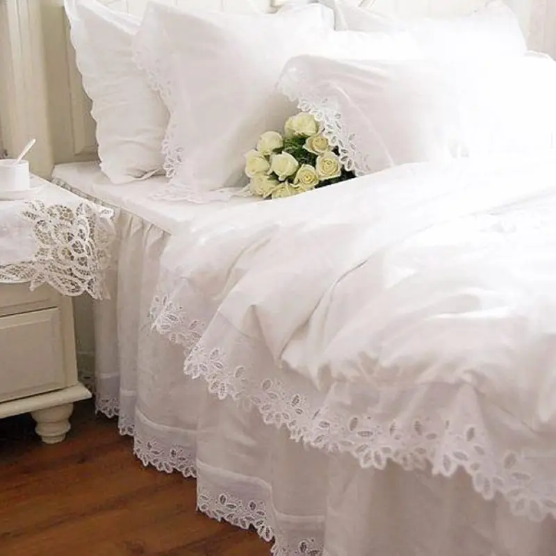 

Модный Европейский Комплект постельного белья, белое Сатиновое постельное белье с вышивкой, пододеяльник, элегантное хлопковое покрывало, ...