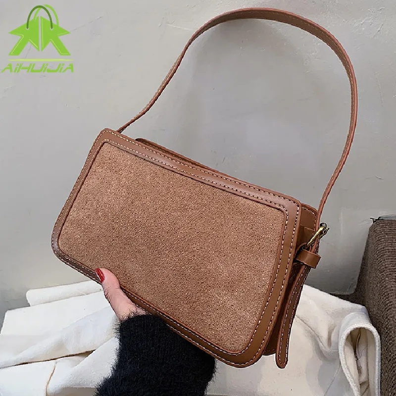 

Fashion Scrub Shoulder Underarm Bag for Women 2021 New High Quality Casual Messenger Bag Simplicity Solid Color Small Handbags