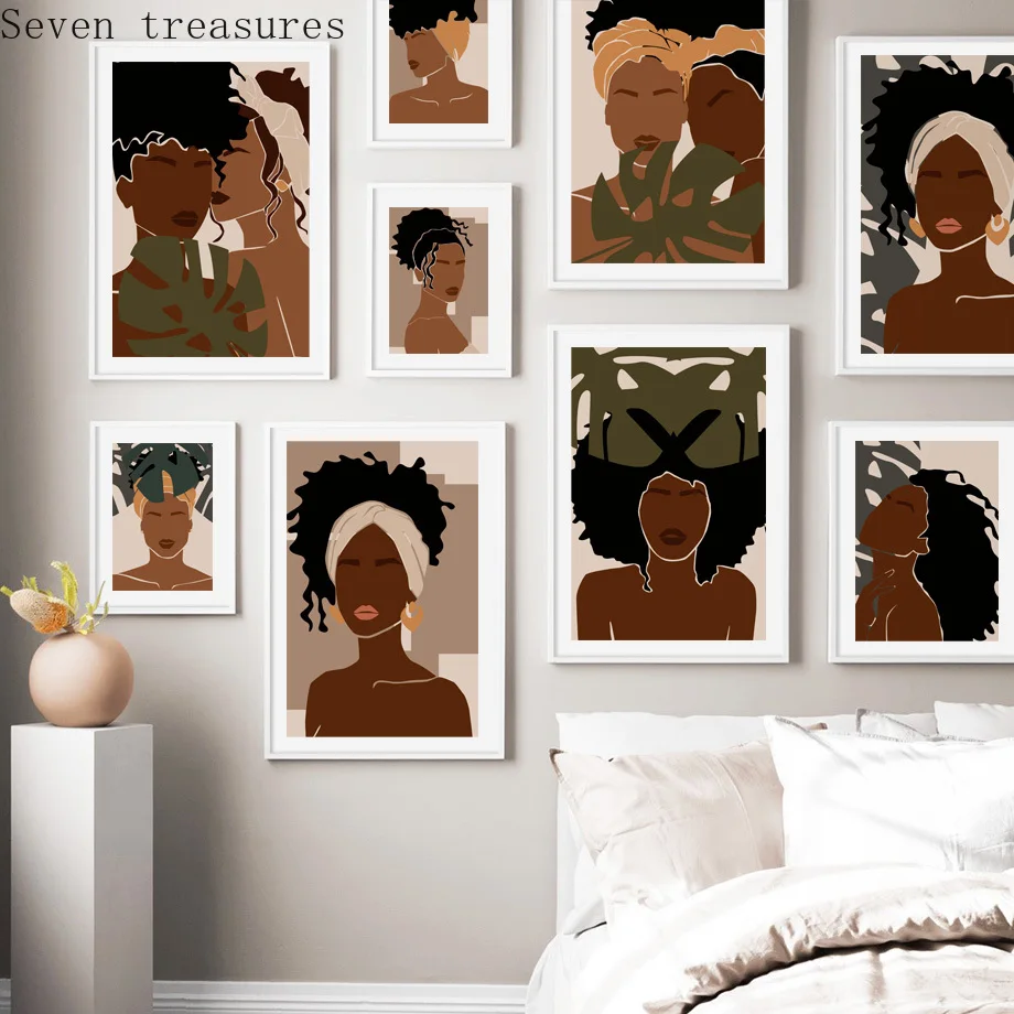 

Abstract Monstera Fashion Girl Figure Wall Art Canvas Painting Nordic Posters For Living And Prints Wall PicturesRoom Decor