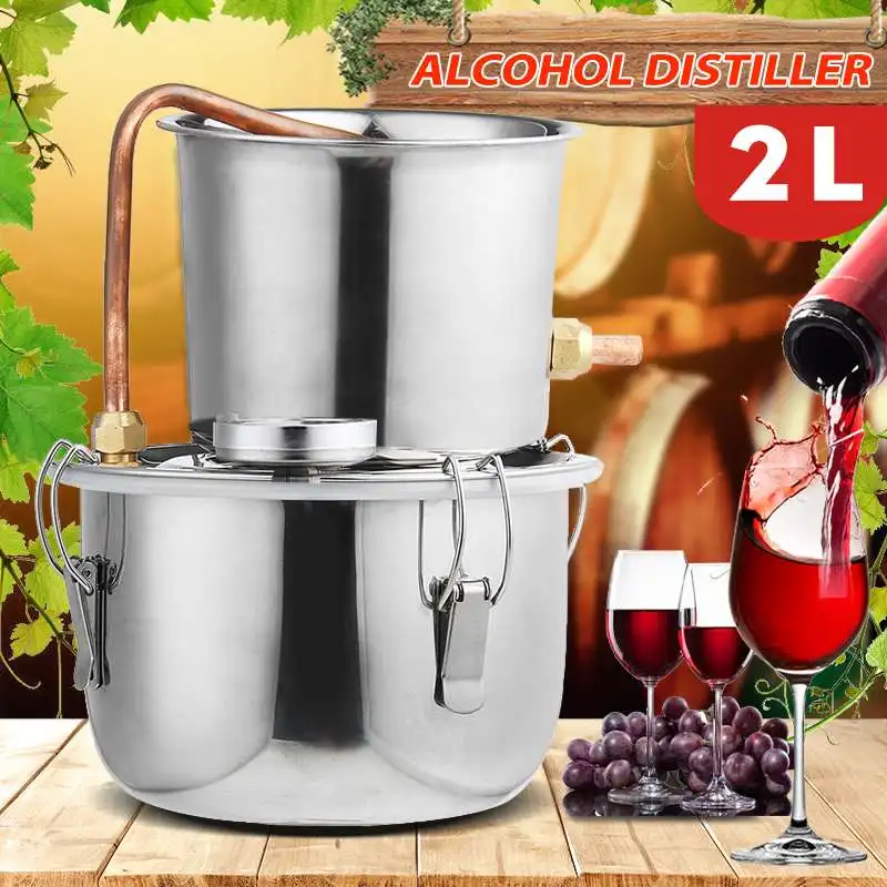

2L DIY Moonshine Still Alcohol Distiller Stainless Copper With Circulating Pump Water Wine Brandy Essential Oil Brewing Kit