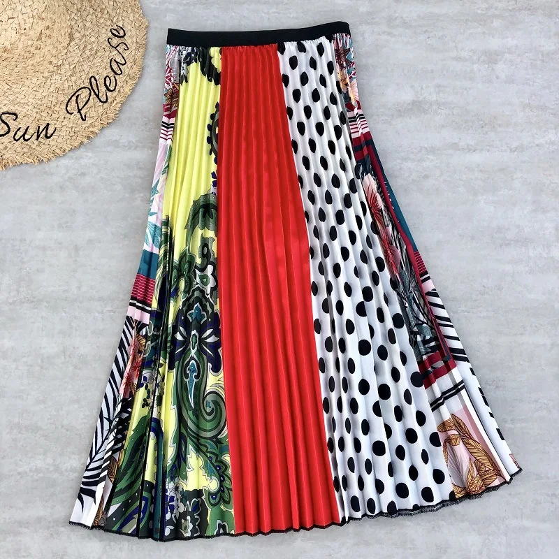 Женская длинная Плиссированная юбка трапециевидная до середины икры в