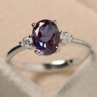 simple fashion oval purple red diamond female romantic ring size 6 10
