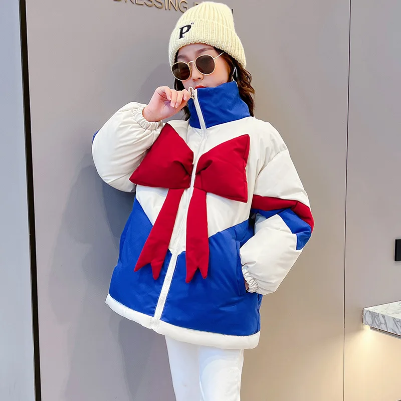 

Стеганая куртка для девочек Новинка Зима 2021 стильная модная стеганая Красивая стеганая куртка с бантом для девочек