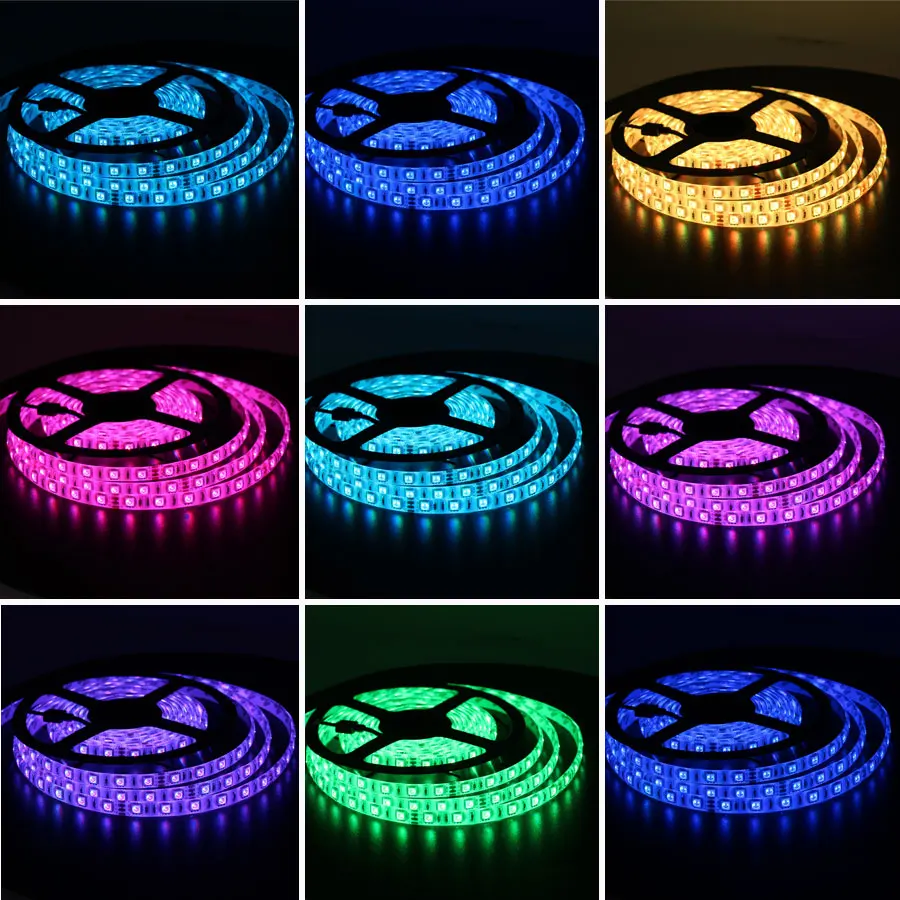 

5V 12V 24V LED Strip RGB PC 5050 Waterproof Warm White 5M Flexible 5 12 24 V RGB Led Strip Light Tape Diode Ribbon TV Backlight