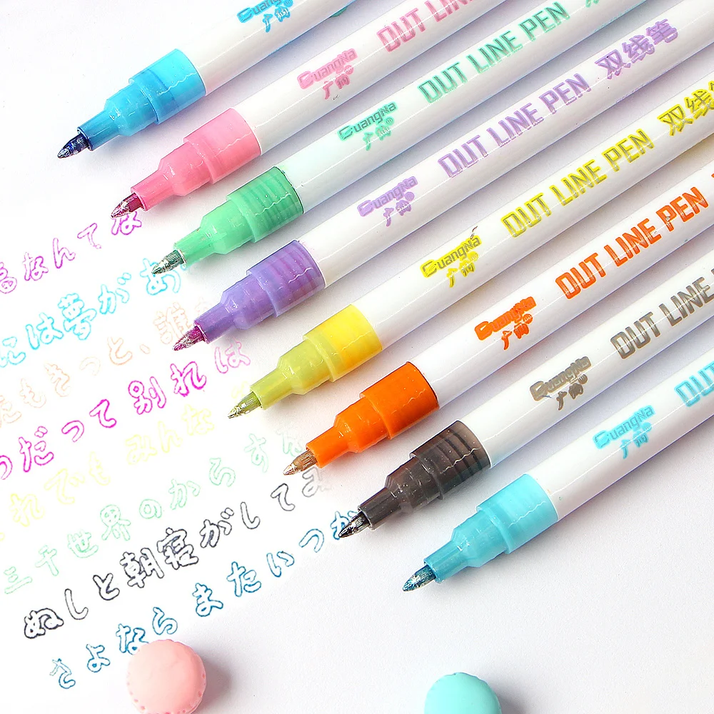 1 шт. цветные маркеры двухстрочные флуоресцентные металлические двухцветные