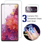 3-в-1 защитное закаленное стекло на экран для Samsung S20 FE свет фотопленка мягкий чехол для Galaxy s20 fe s20fe 5g 4g экранный протектор чехол Обложка