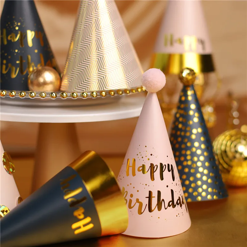 3 шт. блестящая золотая мини-шляпа на день рождения с красочными звездами для