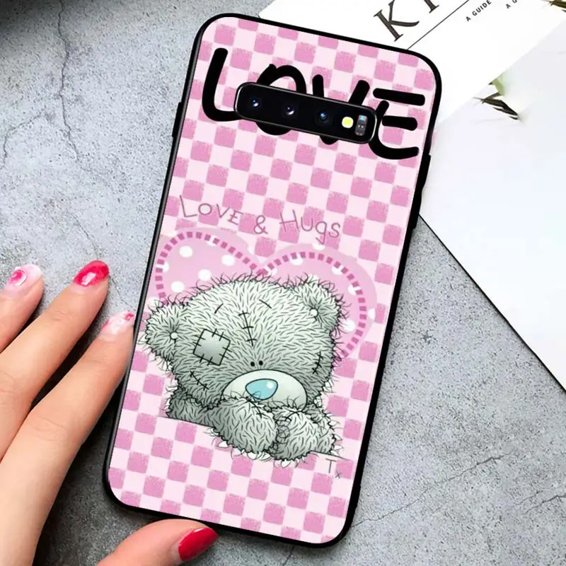 

Cartoon teddy bear for Samsung Galaxy S21 Ultra Plus Note 20 10 9 8 S10 S9 S8 S7 S6 Edge Plus Black Phone Case