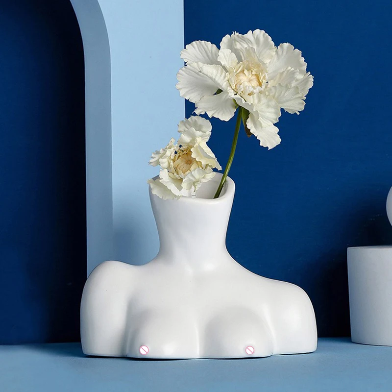 

Woman Half-length Human Body Ceramic Vase Bust Sculpture Flower Pot Flower Arrangement Container Nude Female Home Accessories