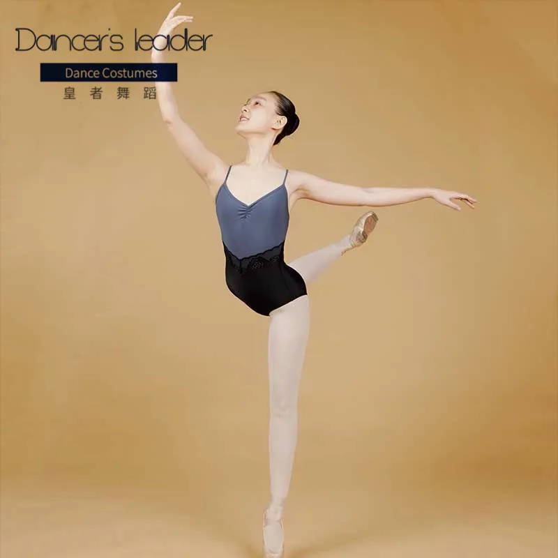 

Ballet Dance Leotards for Women Practice Clothes Stitching Contrast Color Sling Gymnastics Clothing Adult Aerial Yoga One-piece