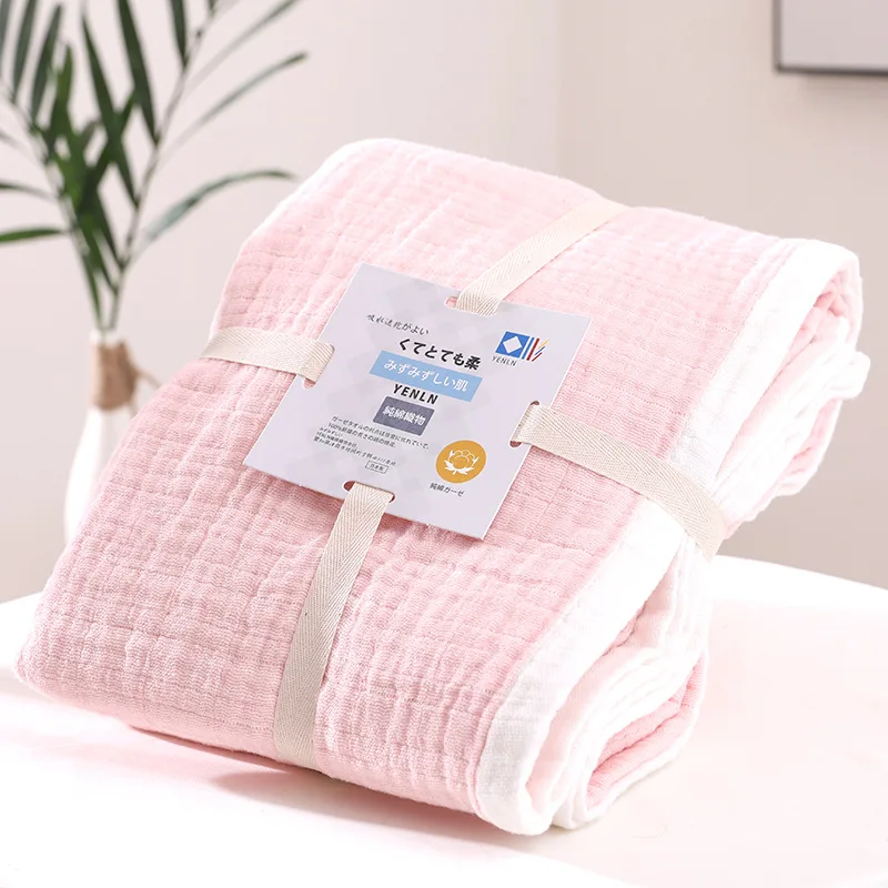 

Washed Gauze Six-layer Blanket 100% Cotton Gray Green Pink Blankets for Beds Thick Air-conditioning Soft Throw Blanket Quilt