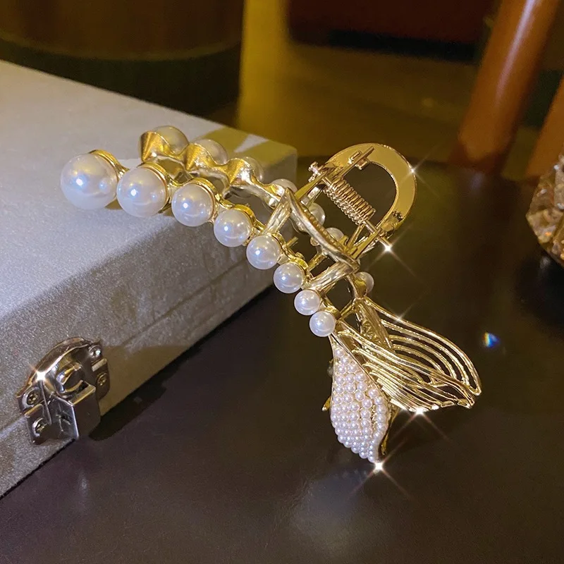Женские модные большие заколки жемчужные Заколки металлические для волос женщин