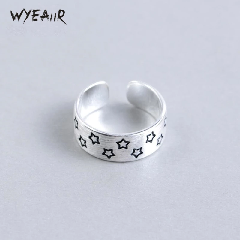 

Женские открытые кольца WYEAIIR, из стерлингового серебра 925 пробы с начесом, широкие, регулируемый размер