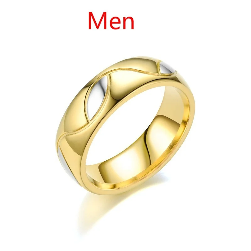 Классическое кольцо из нержавеющей стали для мужчин и женщин обручальное с