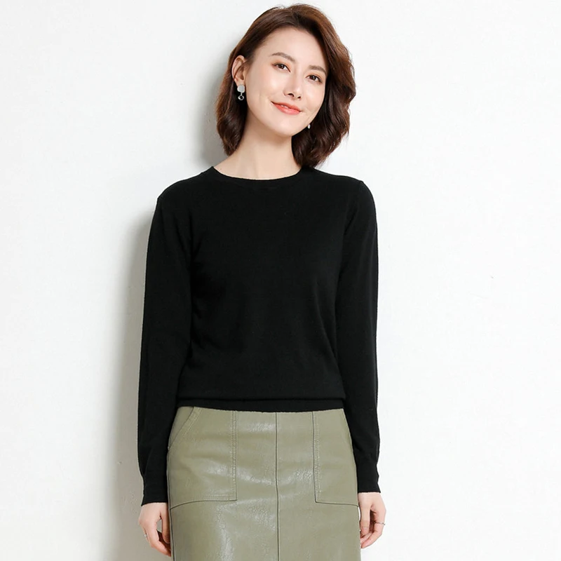 solid basic sweaters women knitted pullovers 2020 autumn casual jumper o neck plus size loose office ladies jersey mujer | Женская