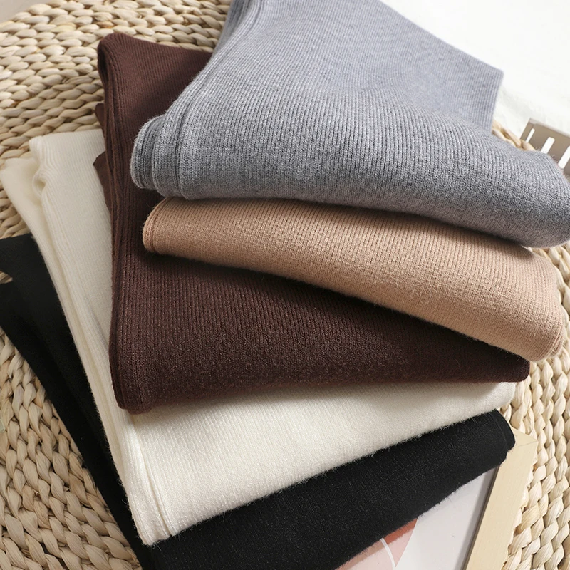 

Winter Knitted pants women's autumn new Solid simple straight-leg pants Korean warm soft casual wide-leg pants trousers trend