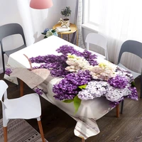 customizable 3d tablecloth beautiful flower lilac pattern washable cloth rectangle round table cover party wedding decoration