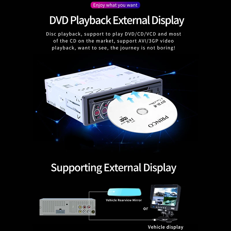 Автомобильный стерео CD плеер-один Din Bluetooth аудио и громкой связи MP3-плеер CD/DVD/VCD USB