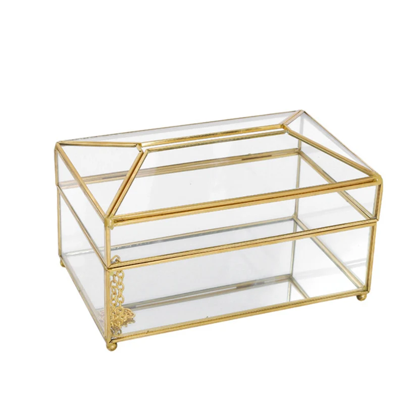 Европейская роскошная коробка для салфеток из золотого стекла хранения домашней