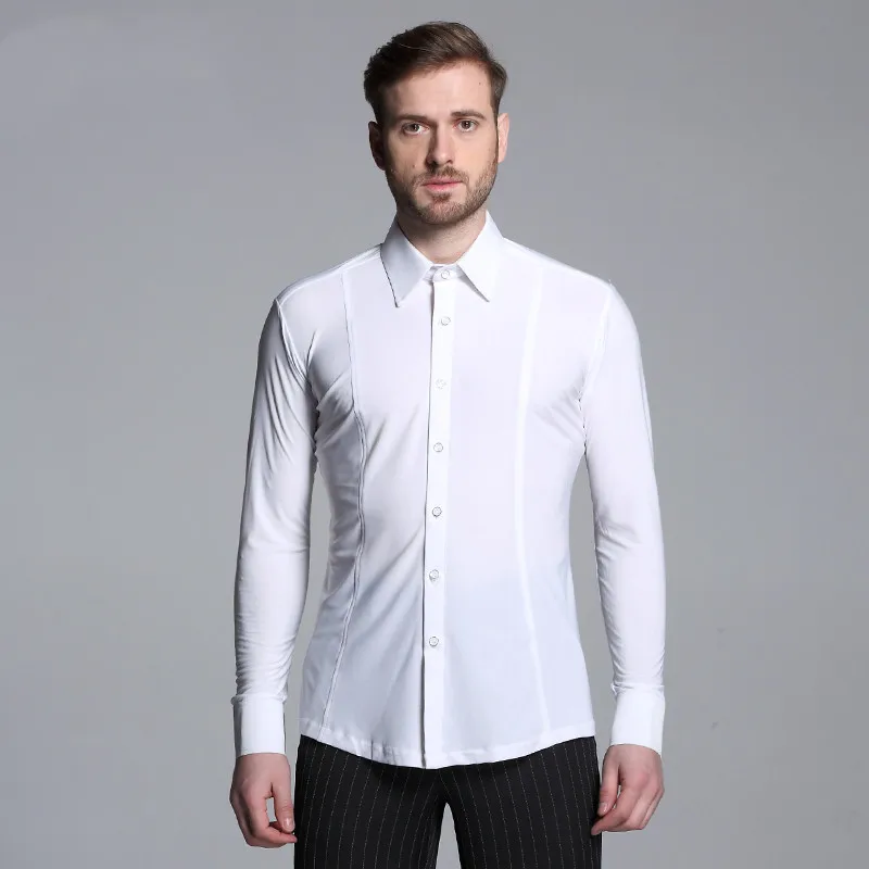 Мужская Современная Танцевальная рубашка для латинских танцев Танго бальный Топ