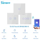 Itead Sonoff T2 ЕС 86 Размер 123 комплект настенный Wi-Fi выключатель света, сенсорныйRF433 МГцWIFI Пульт дистанционного управления, работает с Alexa Google Home