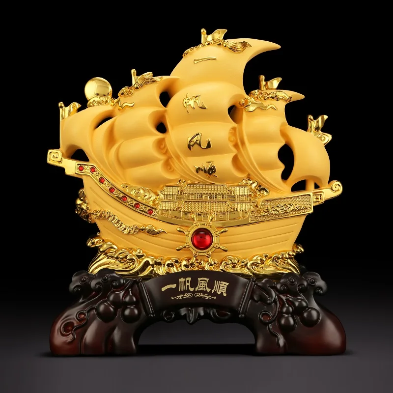 

Plain sailing Electric plating giod ship crafts furnishing articles Prosperous home decoration Corporate office mascot statue