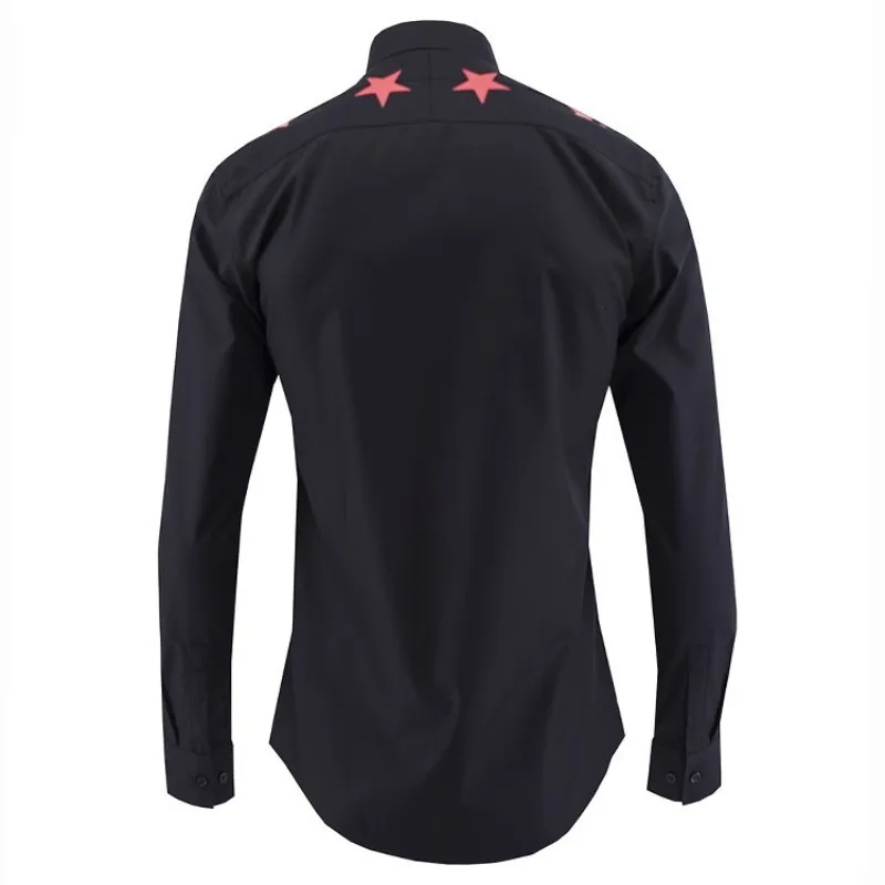 Бренд 2020 мужская повседневная рубашка с принтом черной звезды большие размеры