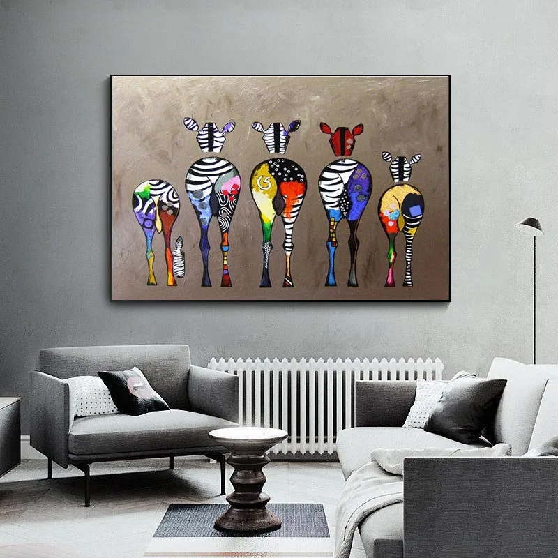 

Animals Prints African Pictures Wall Art Graffiti Zebra Canvas Paintings on The Wall Colorful for Bedroom Living Room Cuadros