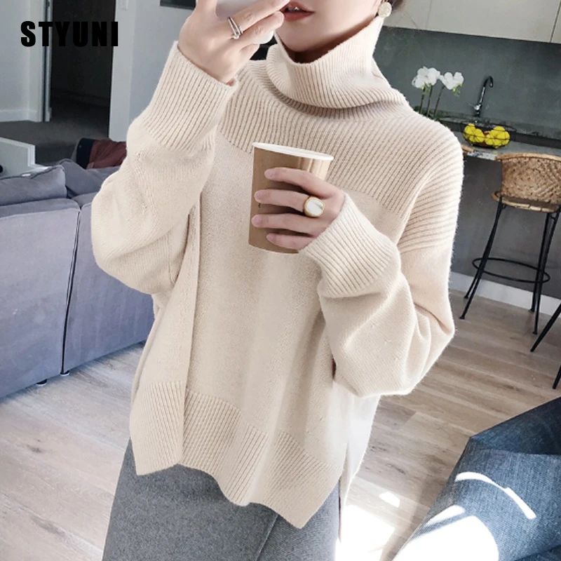 Женская водолазка с длинным рукавом Повседневная Свободная вязаная рубашка