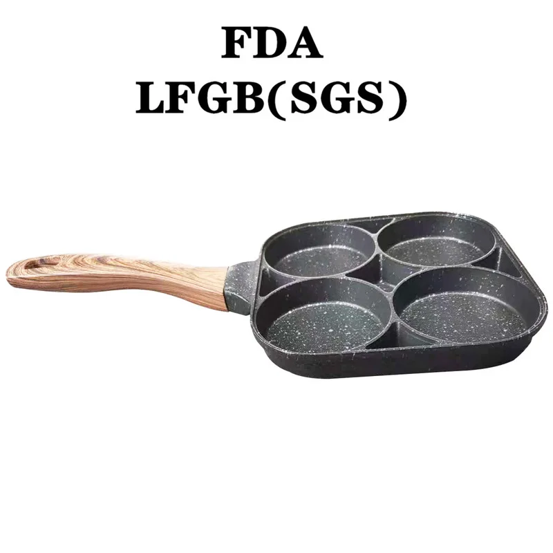 

Two-hole Three-in-one Kitchen Cooking Breakfast Machine Omelette Pan Wood Grain Thickened Non-stick Maifan Stone Four-hole