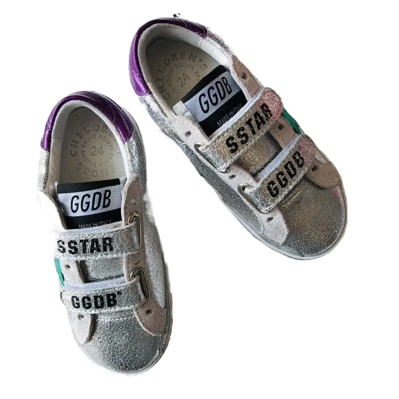 

Spring and Summer Products Silver Burst Crack Children's Retro Old Small Dirty Shoes Boys and Girls Casual Kids Sneakers CS196