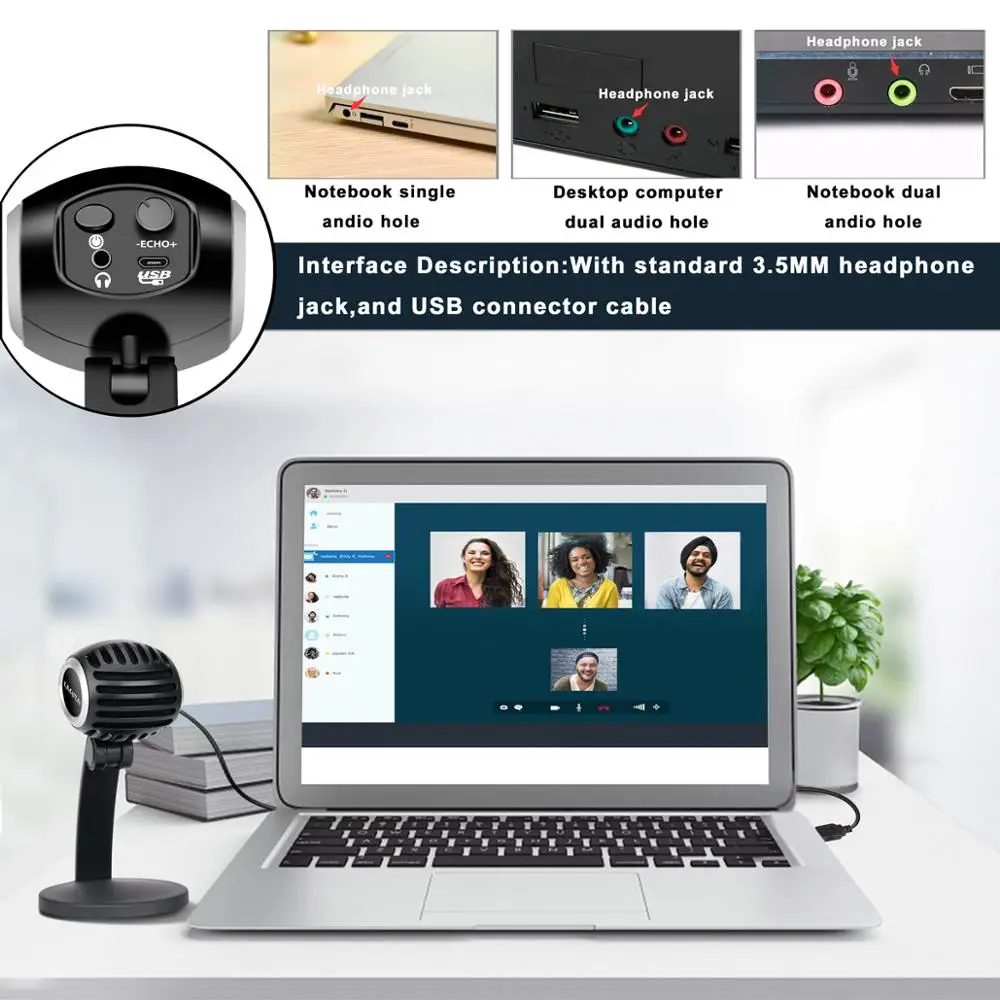 USB микрофон KIMAFUN для ноутбуков и компьютеров Mac записи потокового видео Twitch