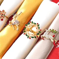 1pc christmas napkin ring holders xmas table decoration for home metal reindeer horn tissue ring wedding banquet hotel table