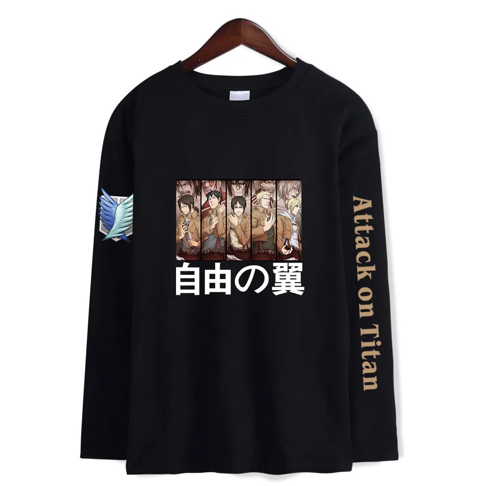 

Japanese Anime shingeki no kyojin Printing Hallyu leisure Men's and women's long-sleeved T-shirts Titans attack Clothing