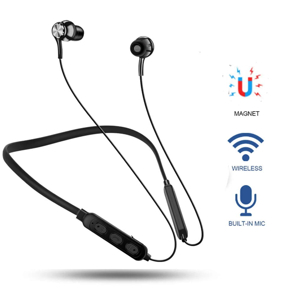 

HIFI гарнитура Bluetooth 4.2 Беспроводные спортивные наушники стерео сабвуфер подвесной шейный металлический магнитный вкладыш