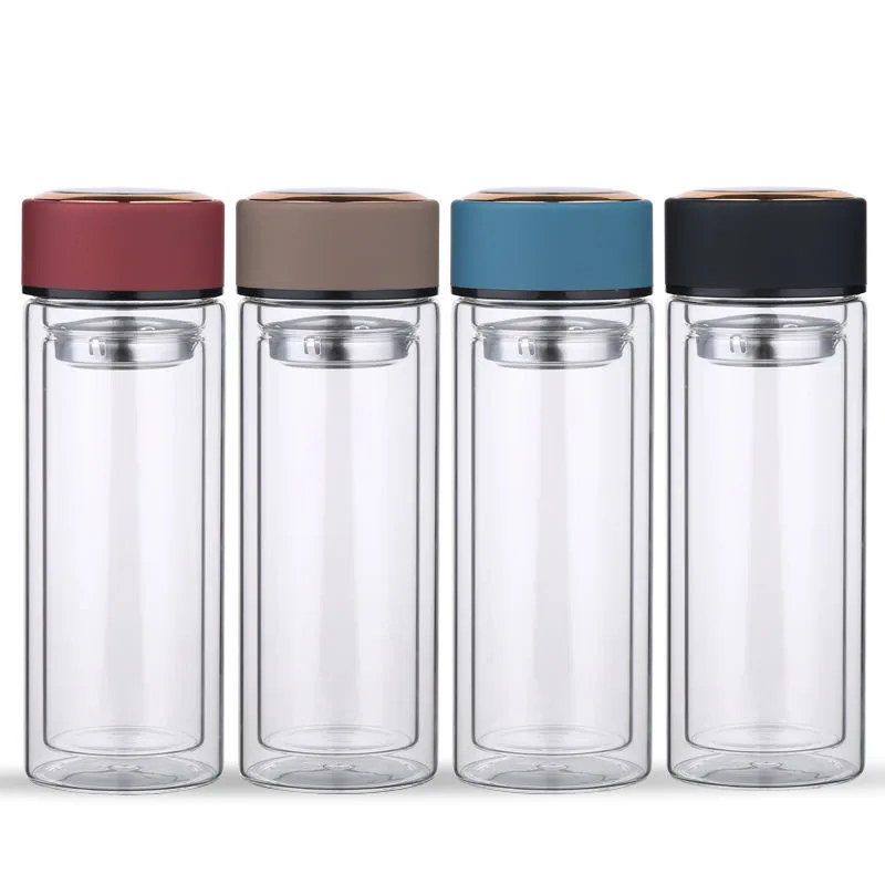 Двойная Изолированная и антиобжигающая стеклянная Питьевая чашка 300 мл для