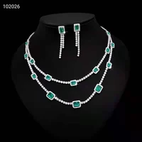 funmode new luxury 2 layers necklace earring full jewelry set for women wedding party accessories fs209