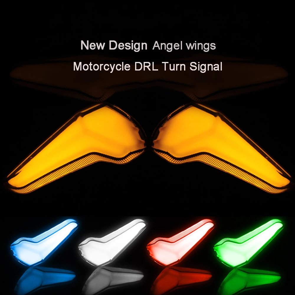 

Angel wings 12V Motorcycle Turn Signal Brake Lamp DRL Indicator Light Racing Flowing Amber Flasher Led Blinker Flicker Lights